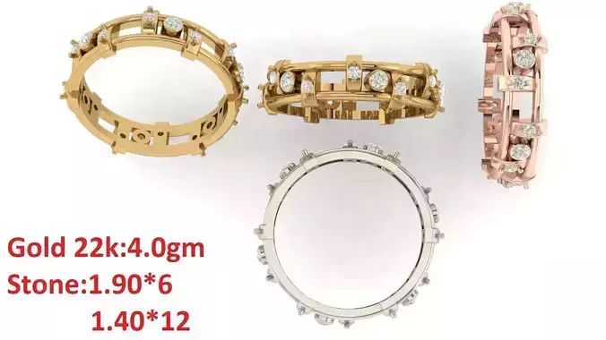Band stone ring  46 3D print model