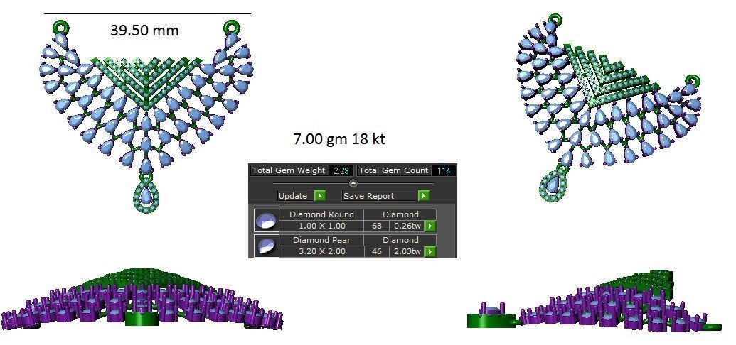 Women Pendants Necklace 3dm STL OBJ FBX Renders Details 3D print model_3