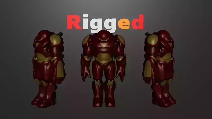 Hulkbuster Mark 2 Rigged Low-poly 3D model