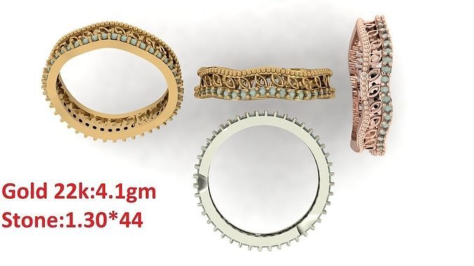 Band stone ring  47 3D print model
