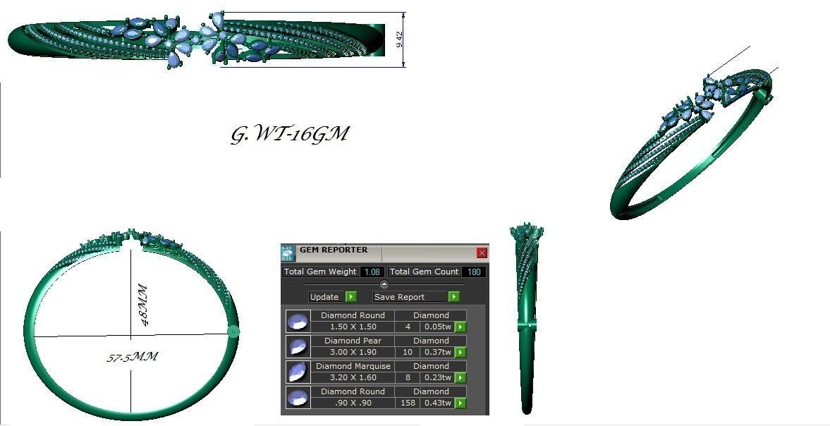 Women Fancy Bracelet 3dm STL OBJ FBX Renders Details 3D print model_4