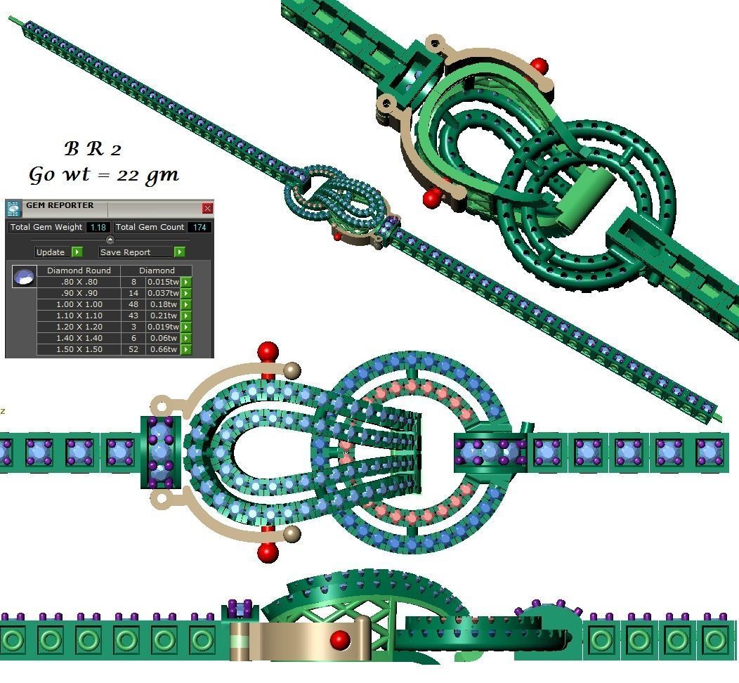 Women Locking Bracelet 3dm STL OBJ FBX Renders Details 3D print model_4