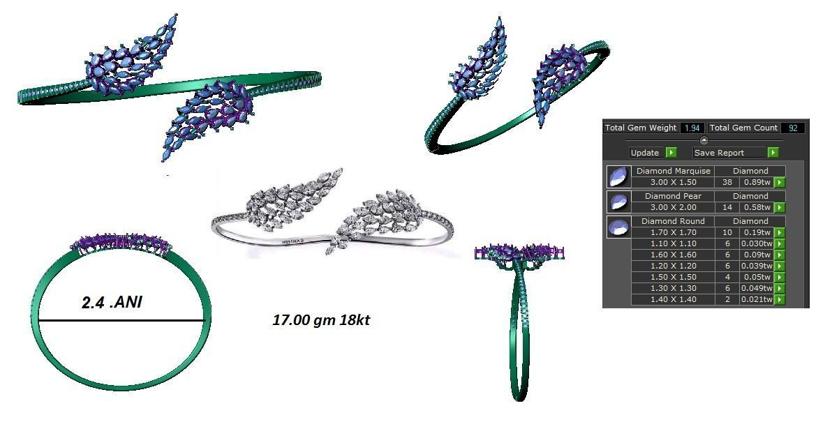 Women Leaf Bracelet 3dm STL OBJ FBX Renders Details 3D print model_3