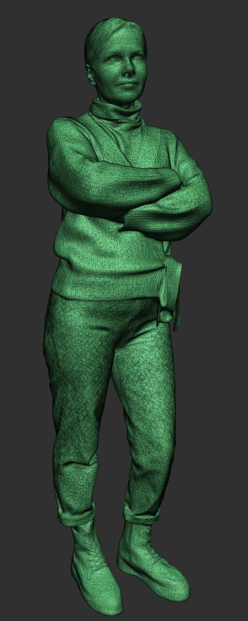 Attractive woman in knitted sweater 370 Low-poly 3D model_7