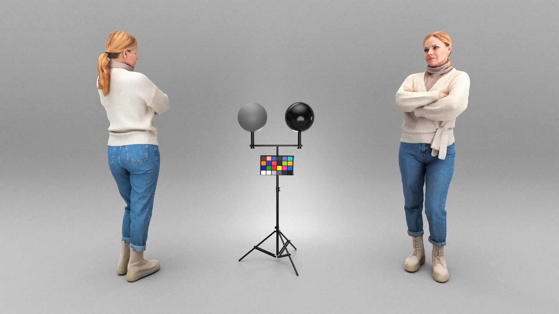 Attractive woman in knitted sweater 370 Low-poly 3D model_0