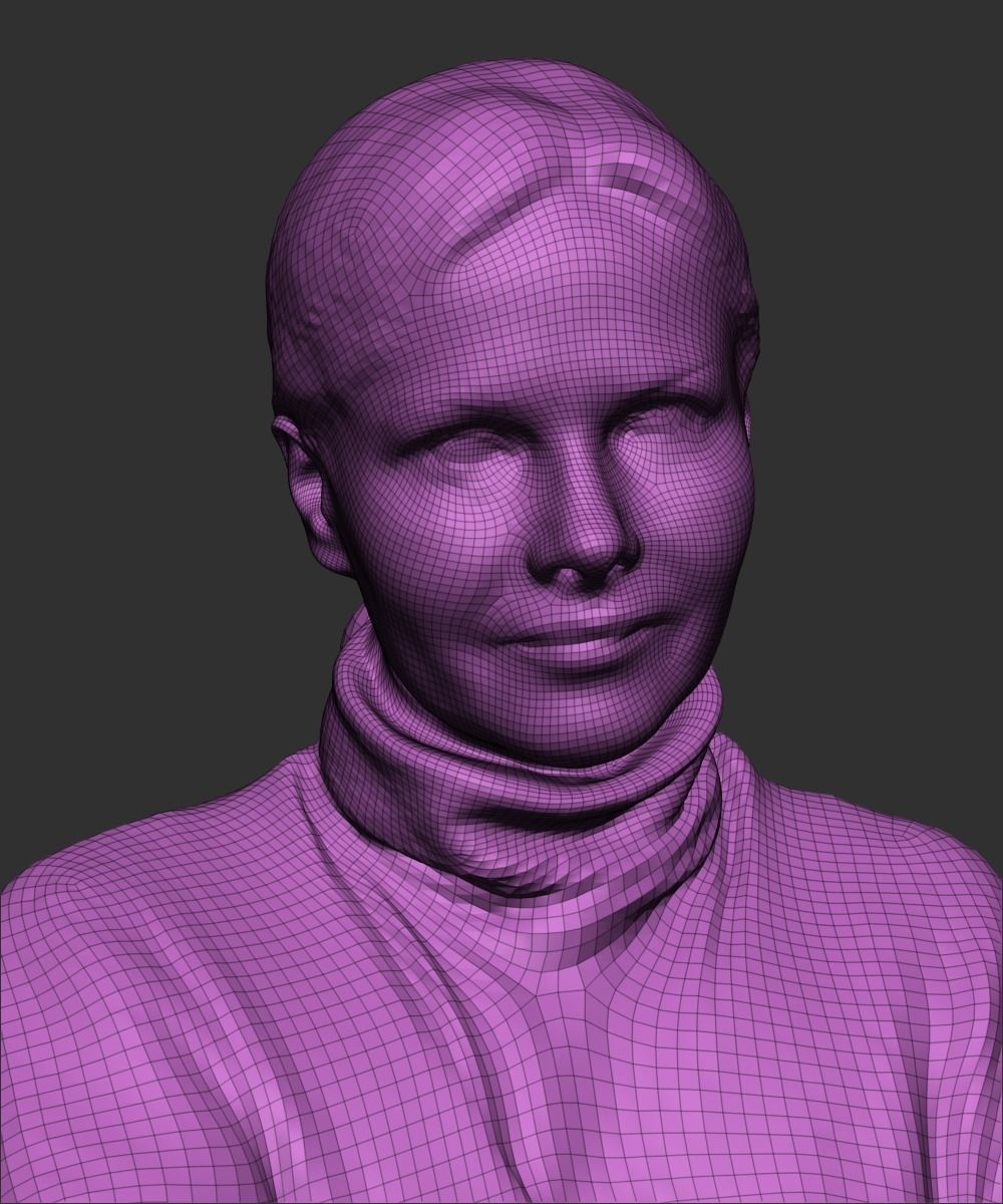 Attractive woman in knitted sweater 370 Low-poly 3D model_6