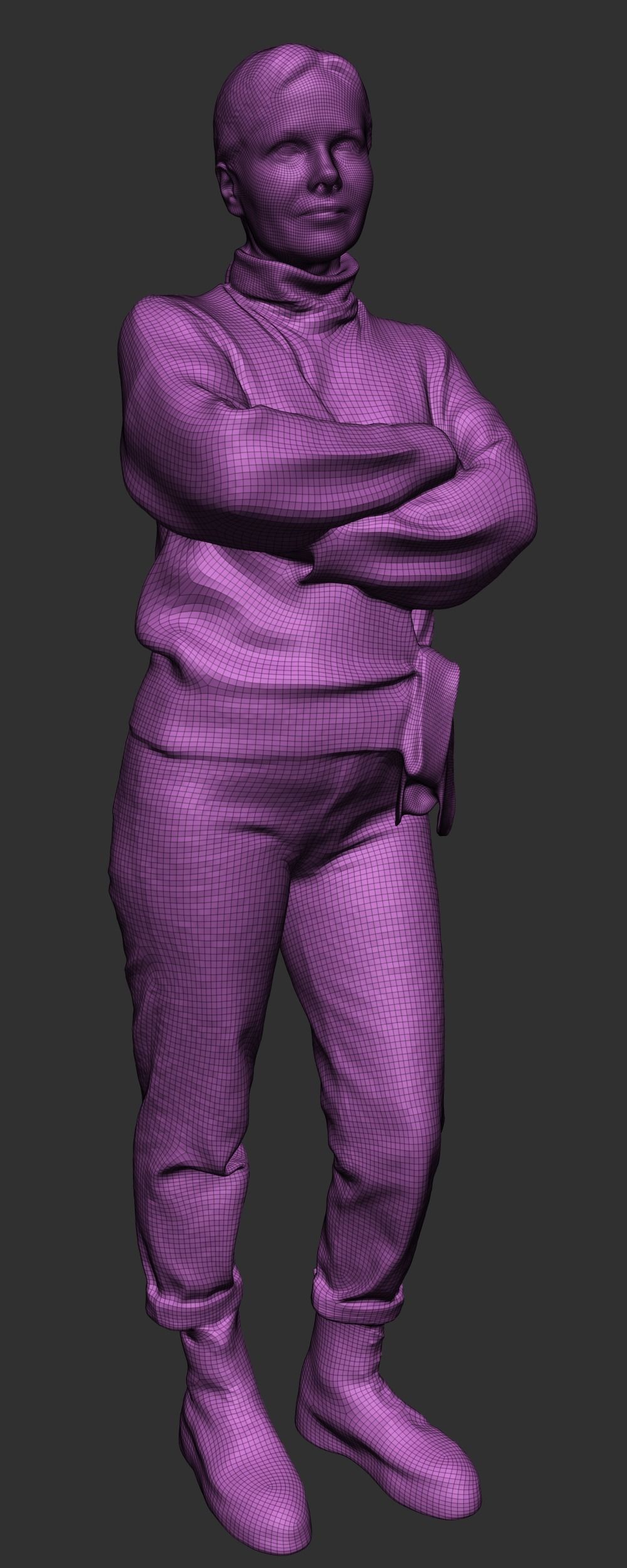 Attractive woman in knitted sweater 370 Low-poly 3D model_5