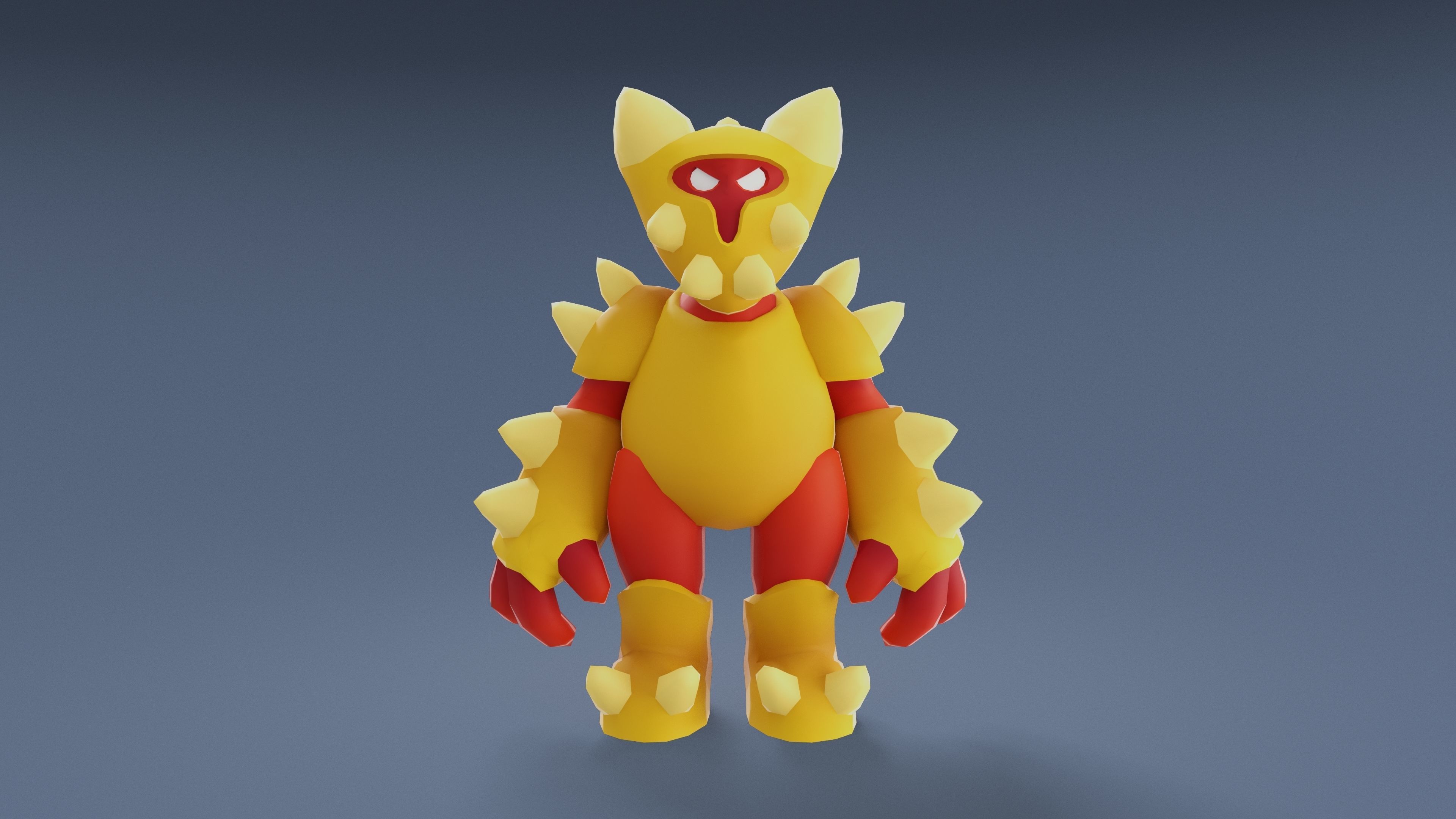 Cartoon Characters - Big Armored Warrior Low-poly 3D model_12