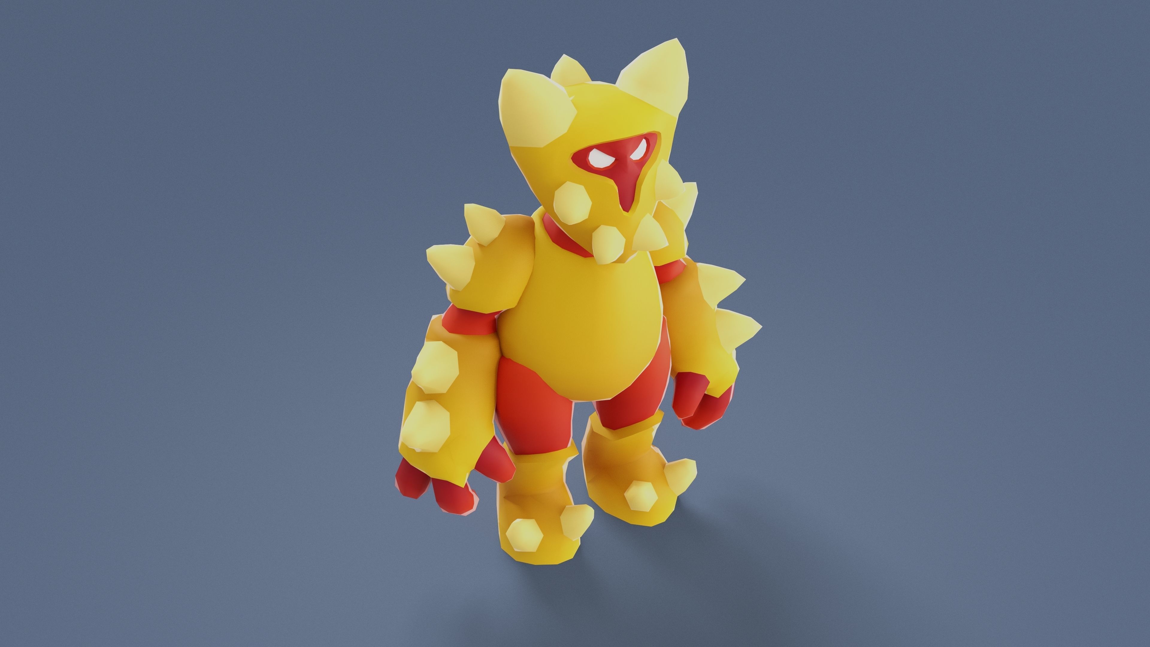 Cartoon Characters - Big Armored Warrior Low-poly 3D model_7