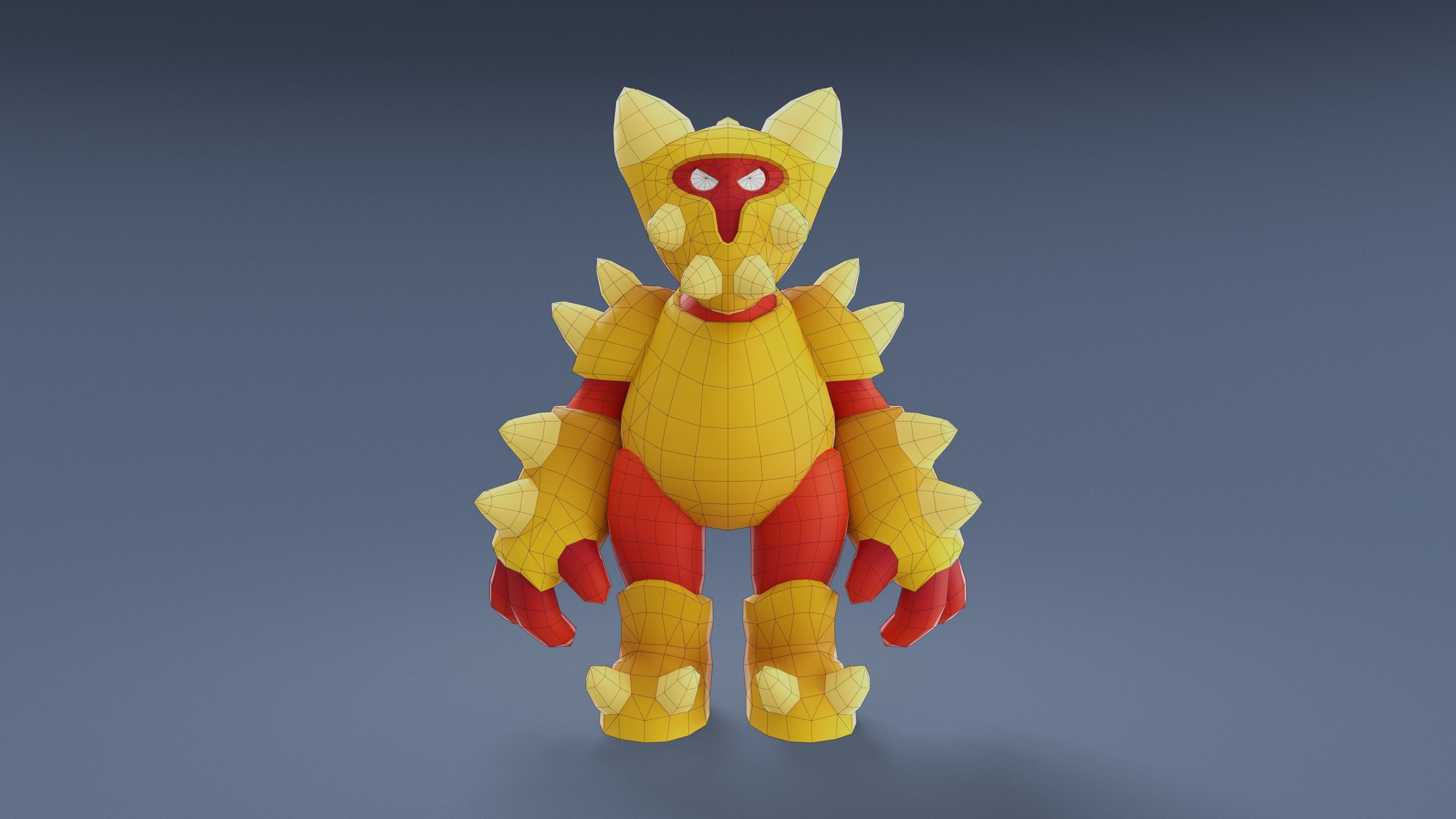 Cartoon Characters - Big Armored Warrior Low-poly 3D model_22
