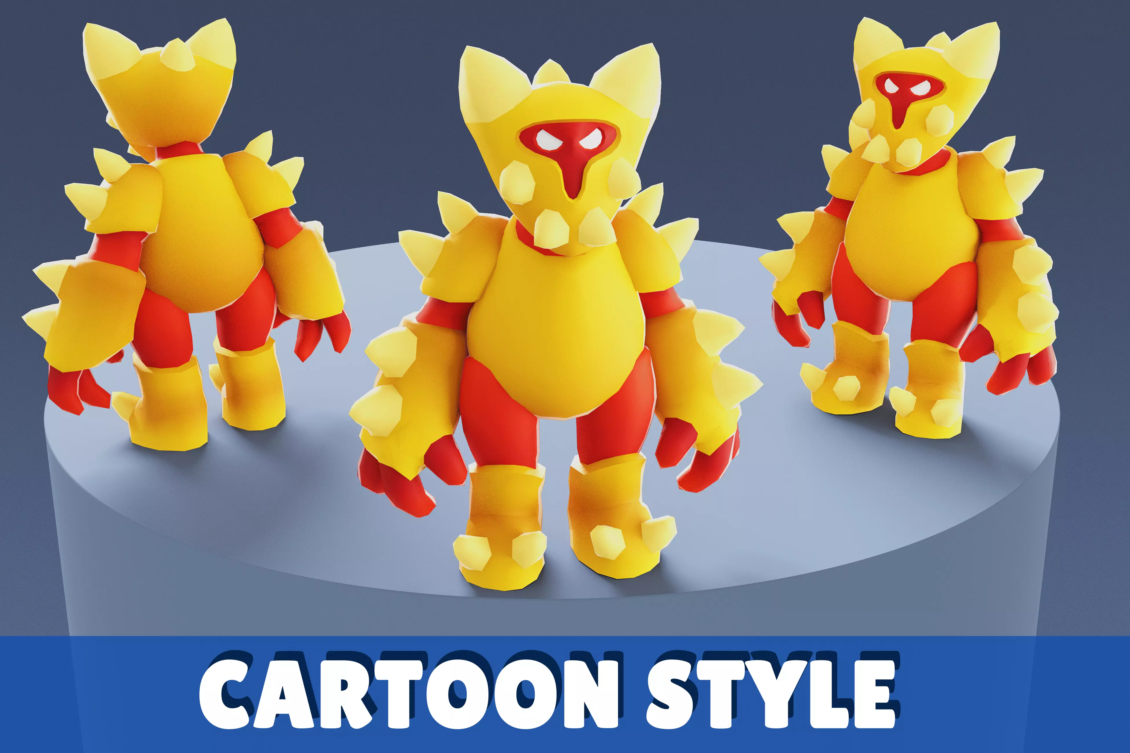 Cartoon Characters - Big Armored Warrior Low-poly 3D model_0