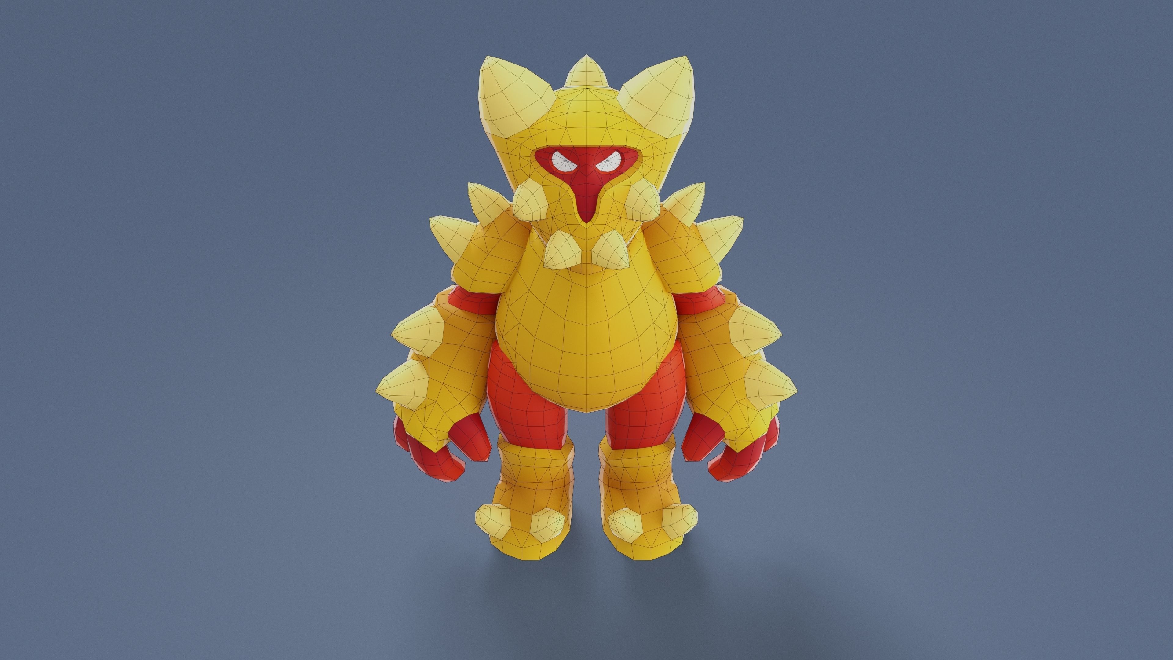 Cartoon Characters - Big Armored Warrior Low-poly 3D model_18