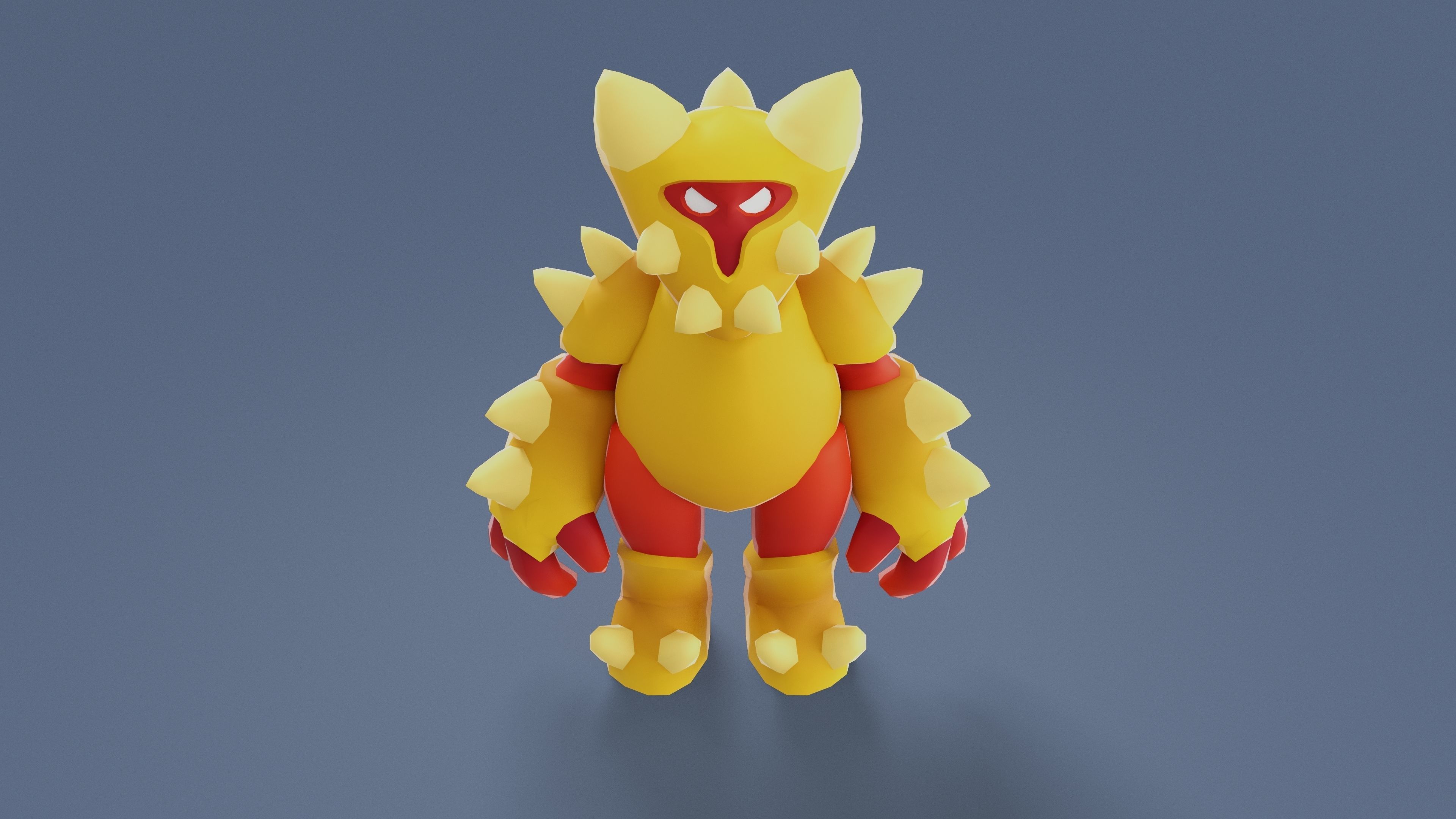 Cartoon Characters - Big Armored Warrior Low-poly 3D model_8