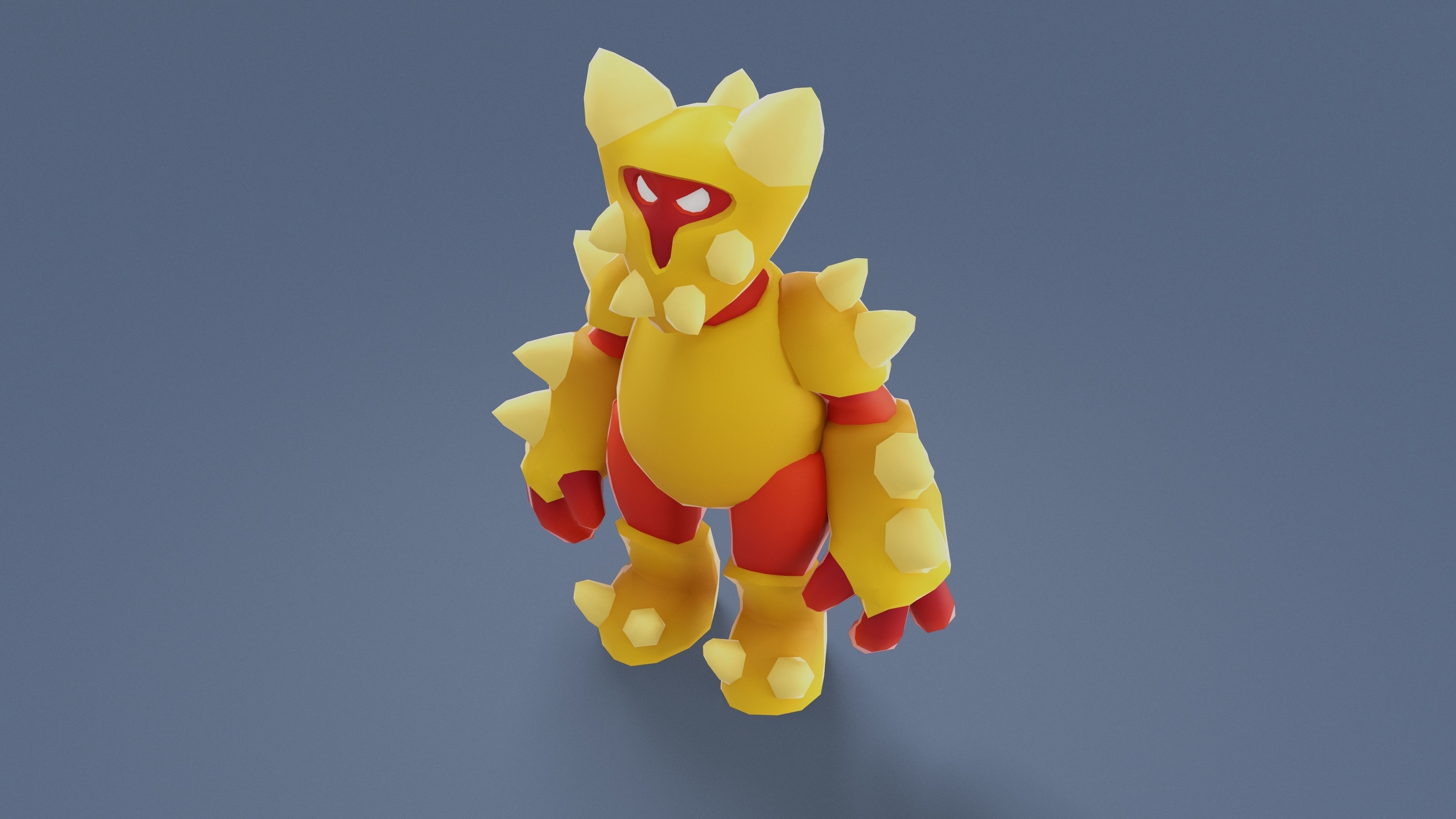 Cartoon Characters - Big Armored Warrior Low-poly 3D model_2