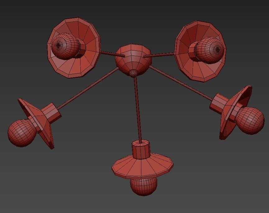 KIAPPA C four light brass ceiling fixture 3D model_1