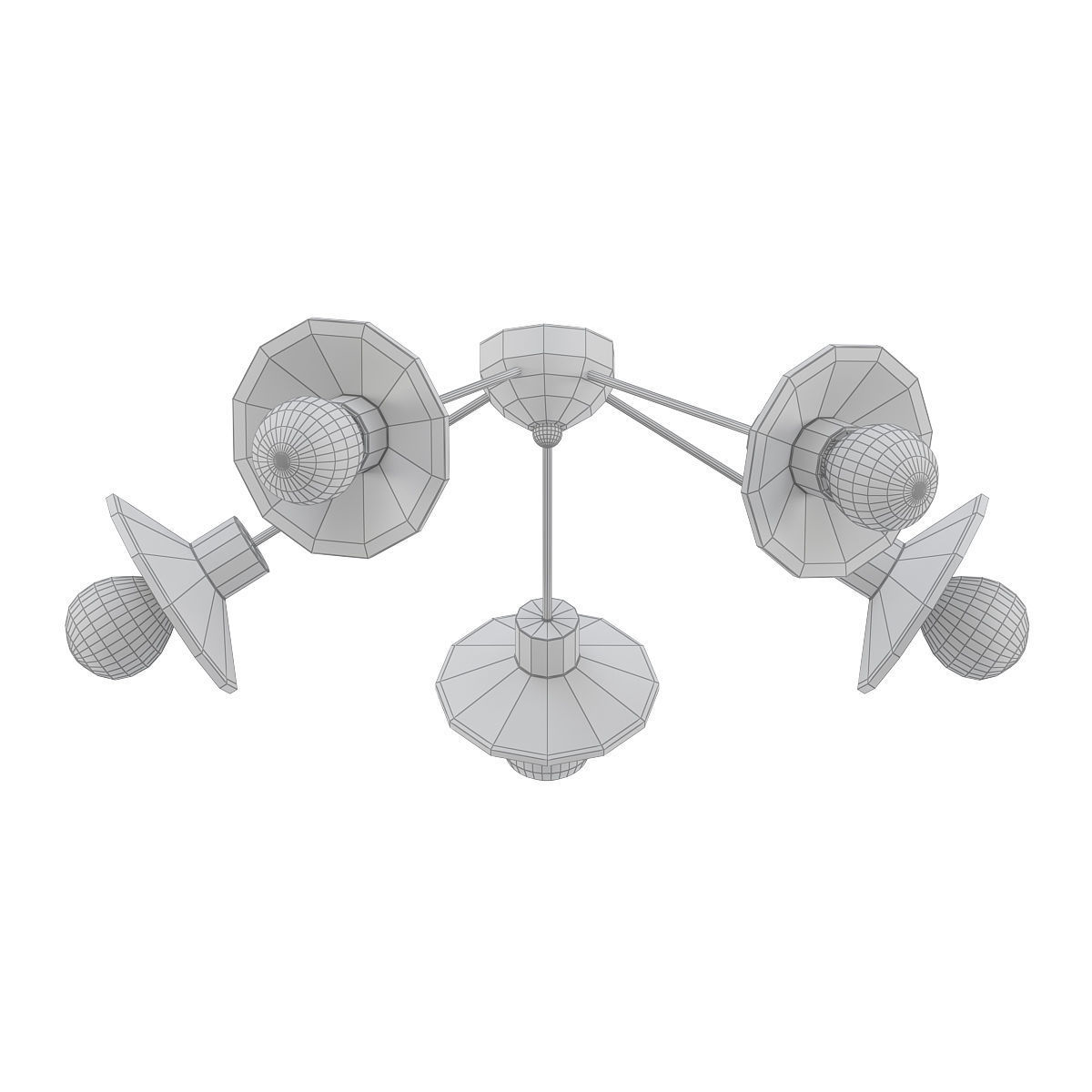 KIAPPA C four light brass ceiling fixture 3D model_4