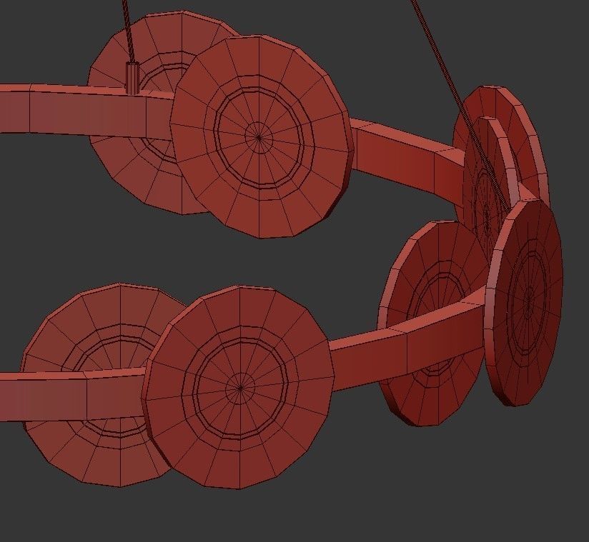 TRACY circular pendant light with gold and circles 3D model_2