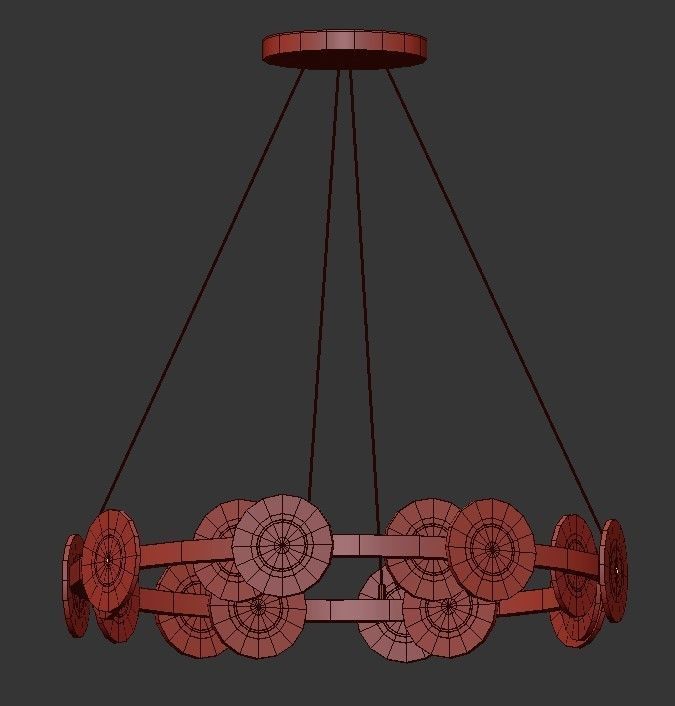 TRACY circular pendant light with gold and circles 3D model_1