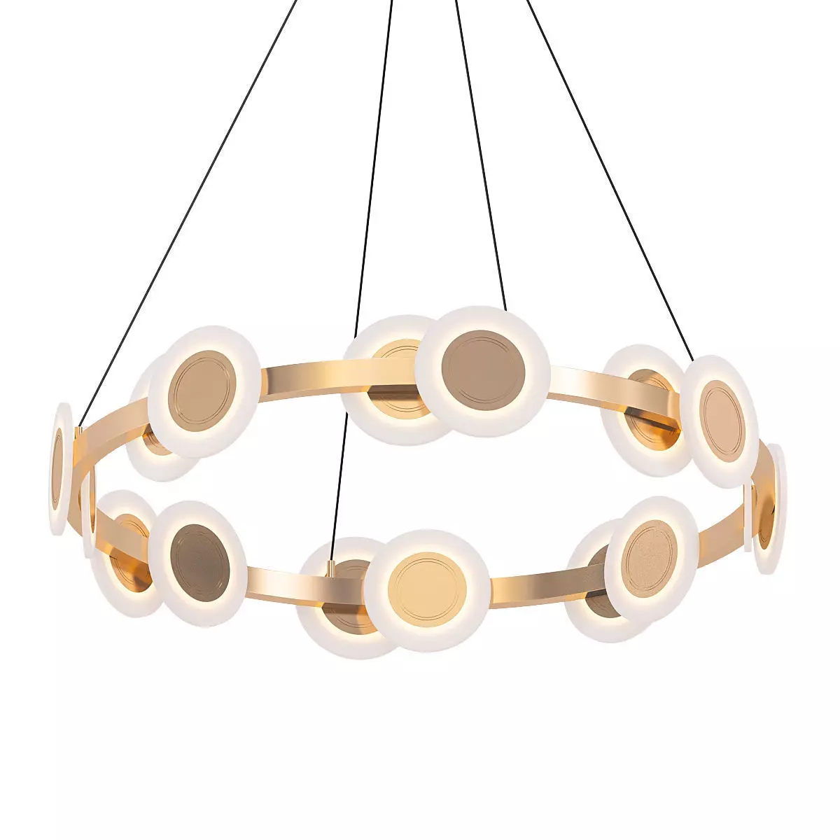 TRACY circular pendant light with gold and circles 3D model_0
