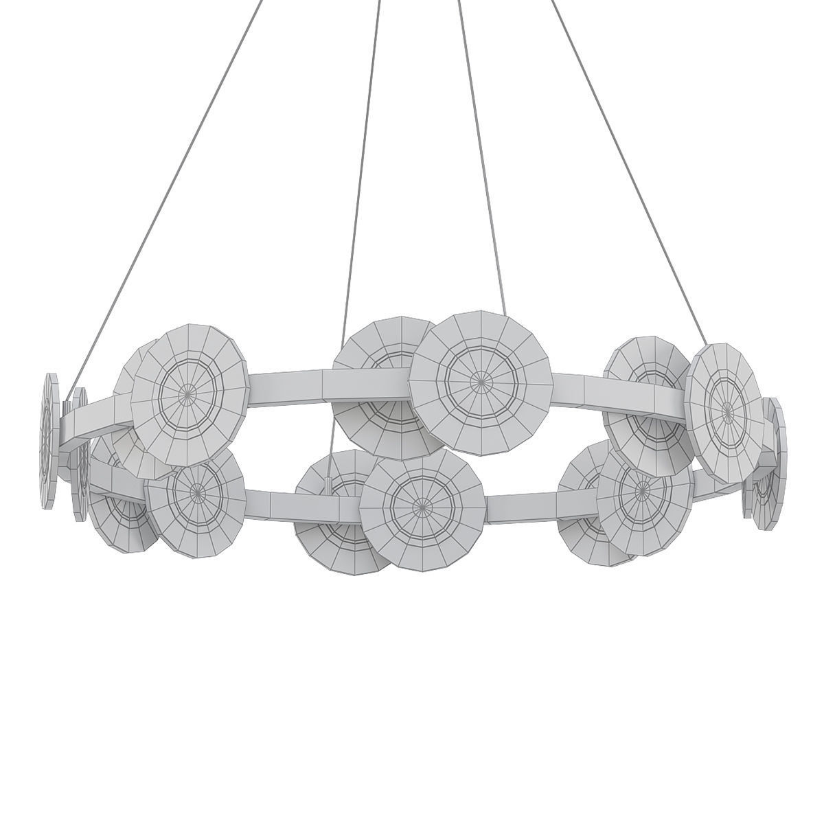 TRACY circular pendant light with gold and circles 3D model_4