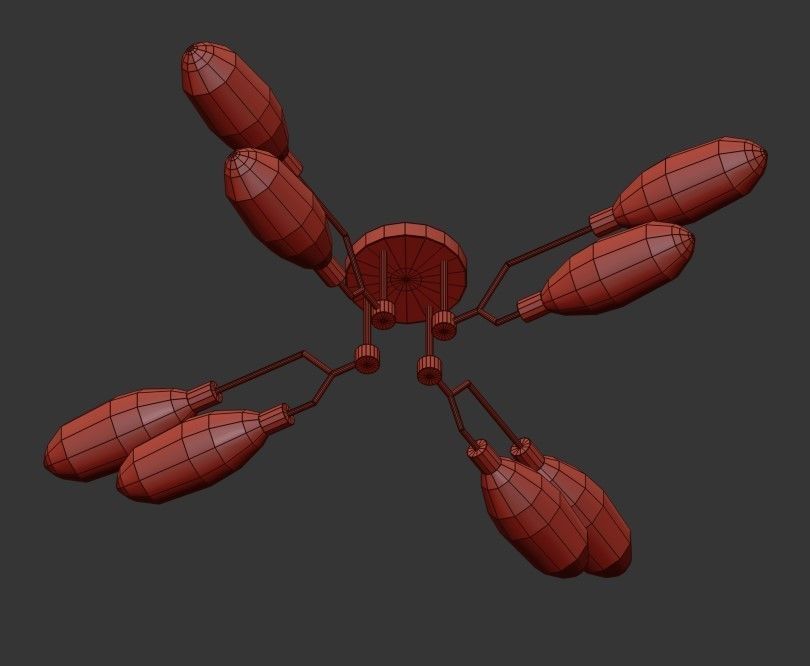 AIK C modern brass and glass ceiling light 3D model_1