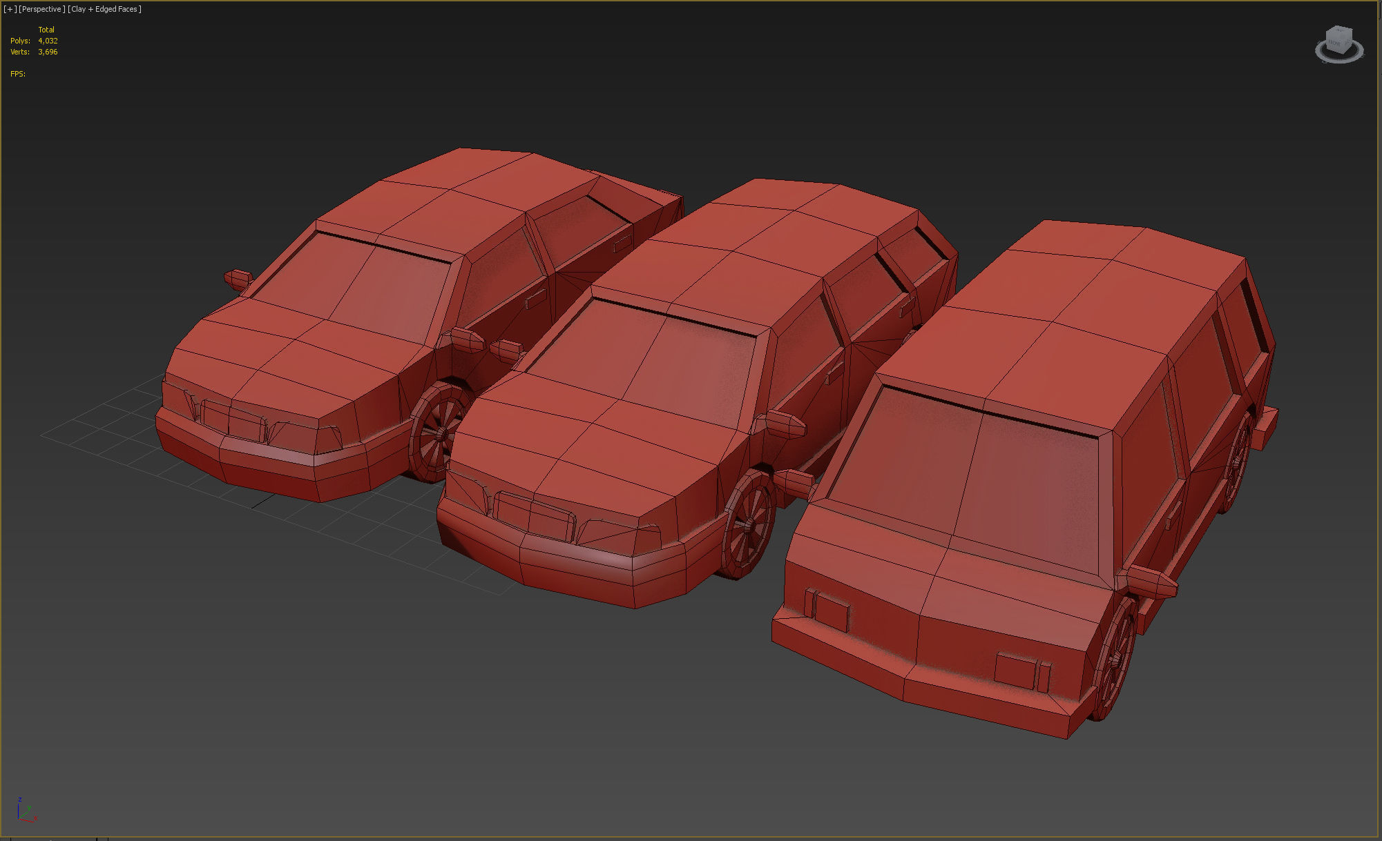 Stylized Set of Cars Low-poly 3D model_21