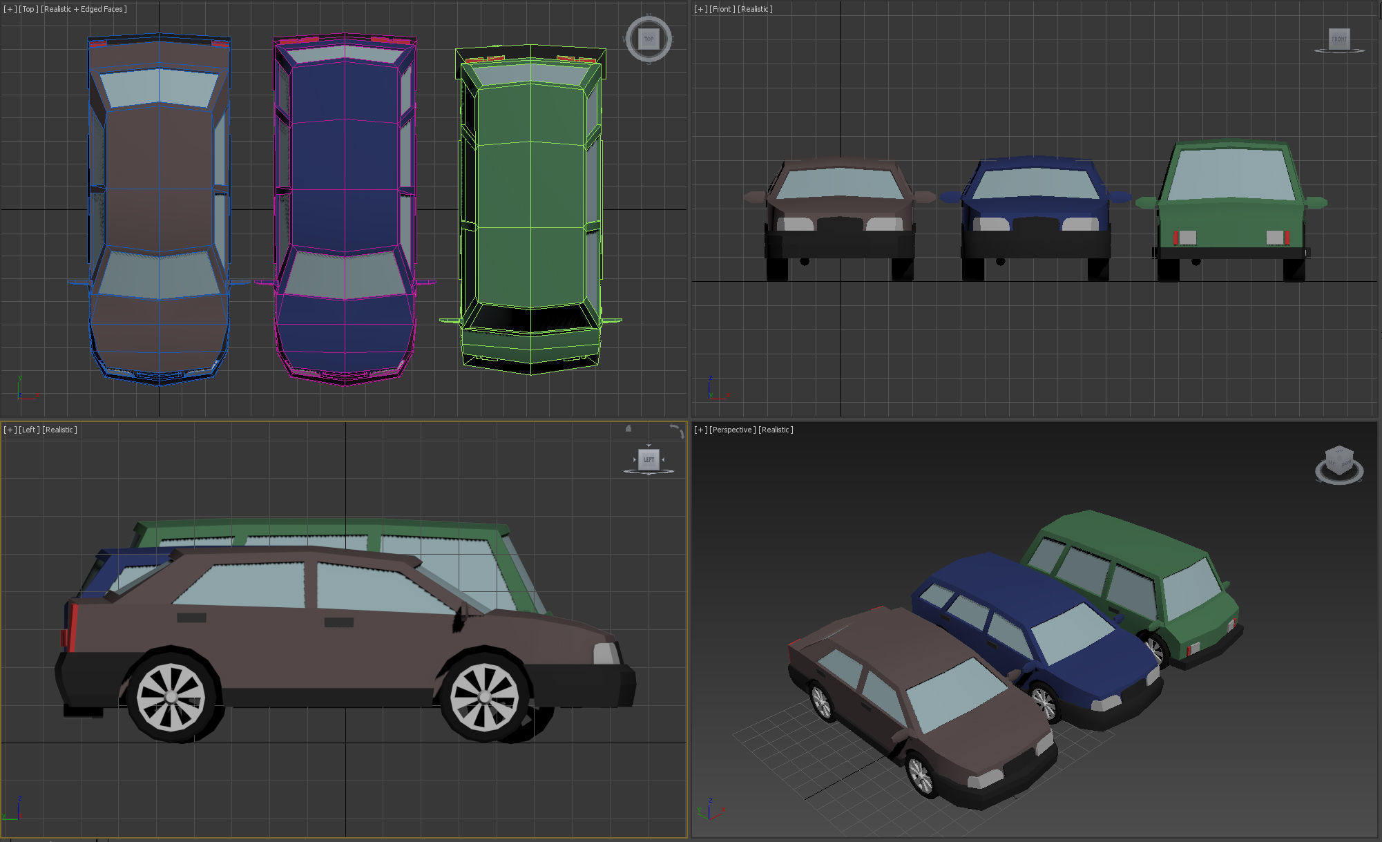 Stylized Set of Cars Low-poly 3D model_20