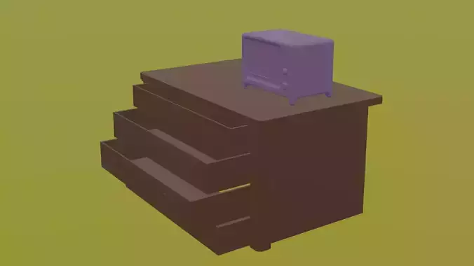 Stone chest of drawers with television