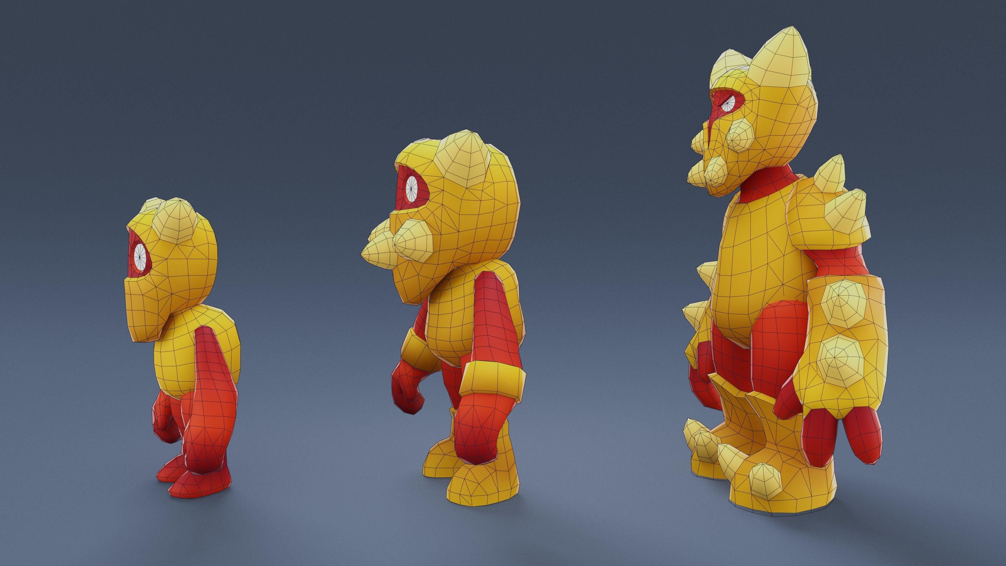 Cartoon Characters - Evolution Armored Warrior Low-poly 3D model_14