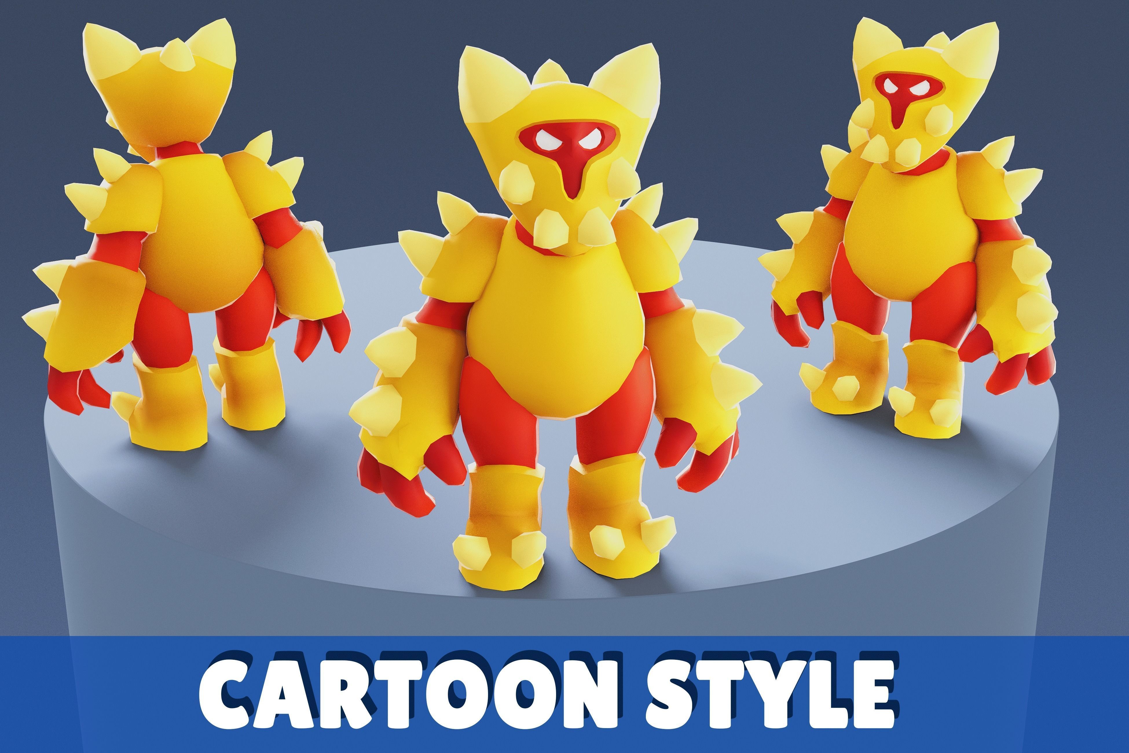 Cartoon Characters - Evolution Armored Warrior Low-poly 3D model_6
