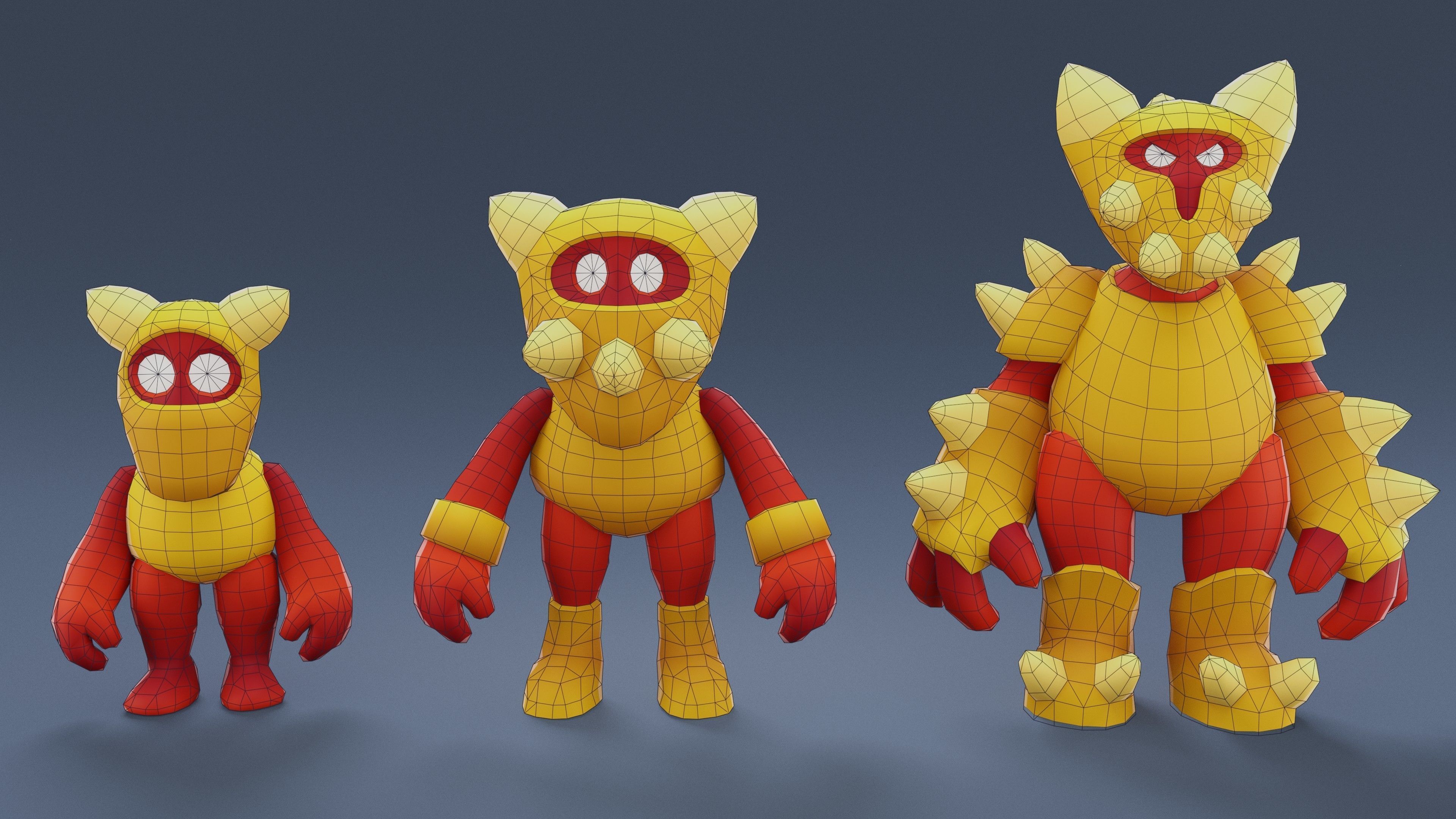 Cartoon Characters - Evolution Armored Warrior Low-poly 3D model_10