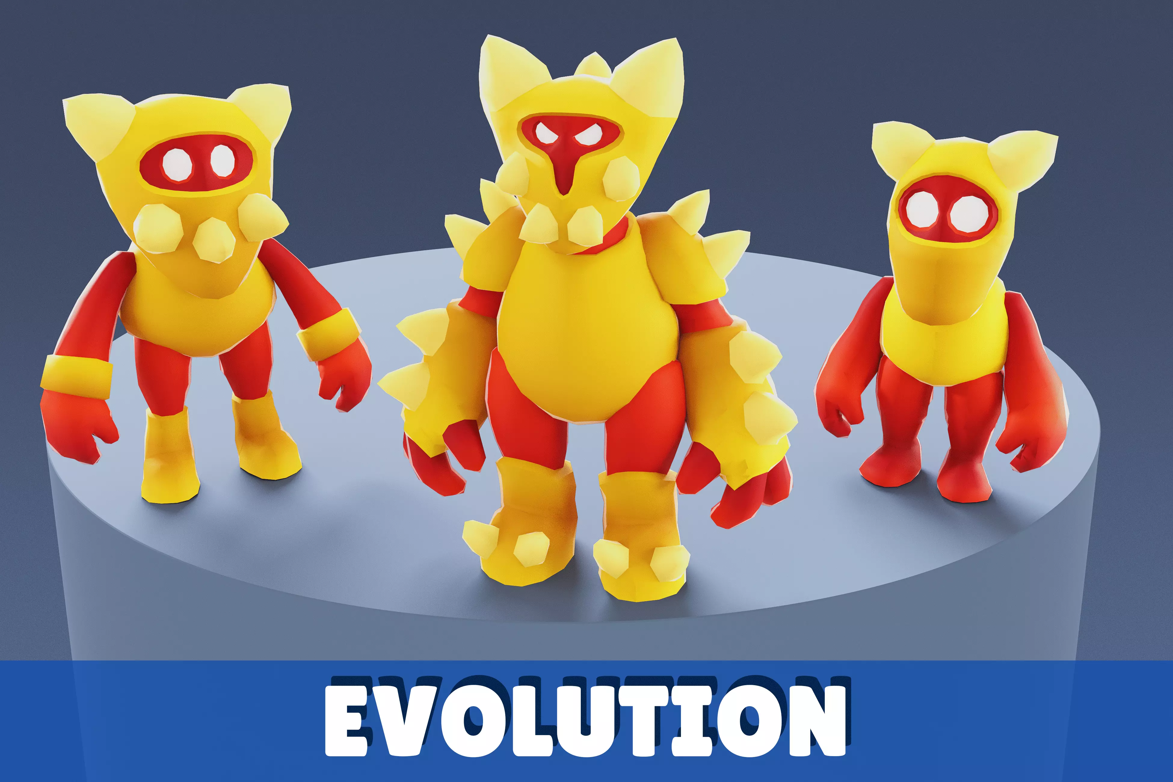 Cartoon Characters - Evolution Armored Warrior Low-poly 3D model_0