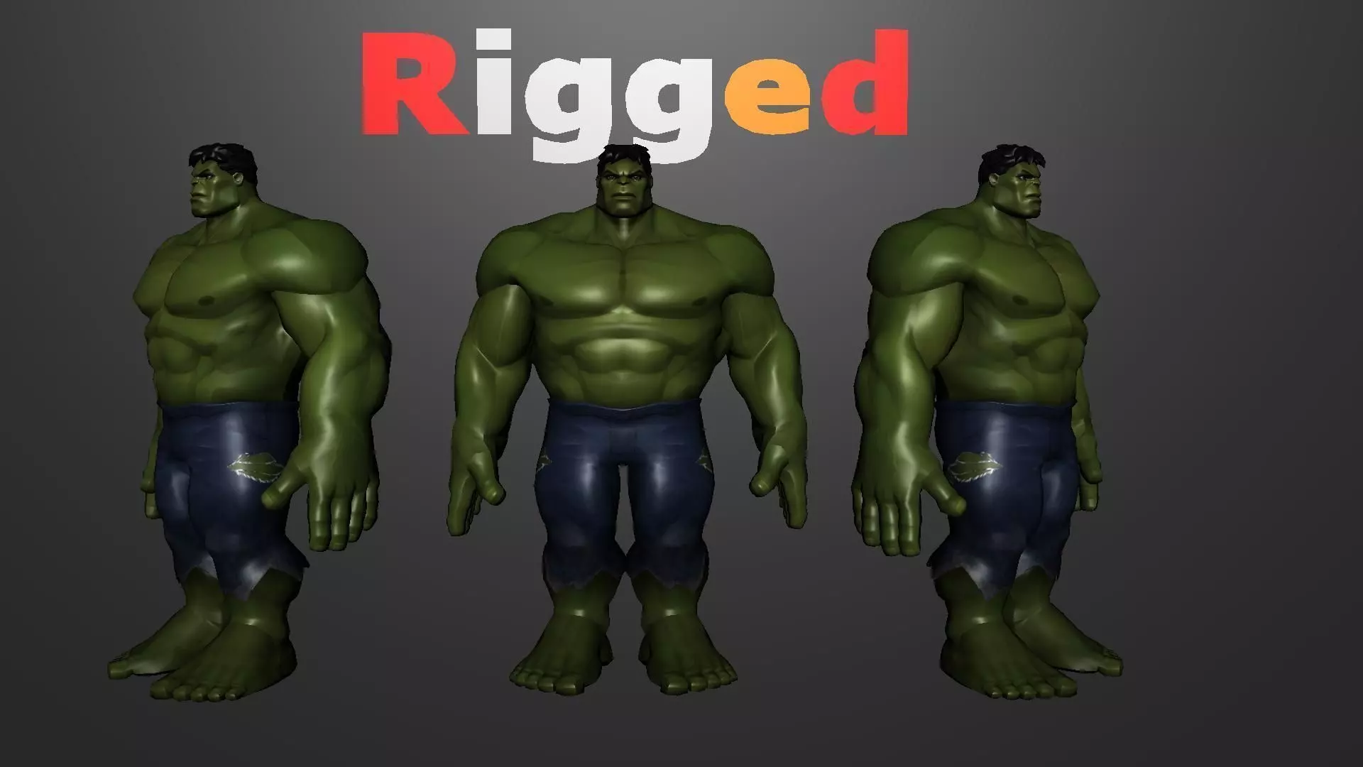 Incredible Hulk Rigged Low-poly 3D model_0