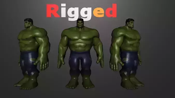 Incredible Hulk Rigged Low-poly 3D model