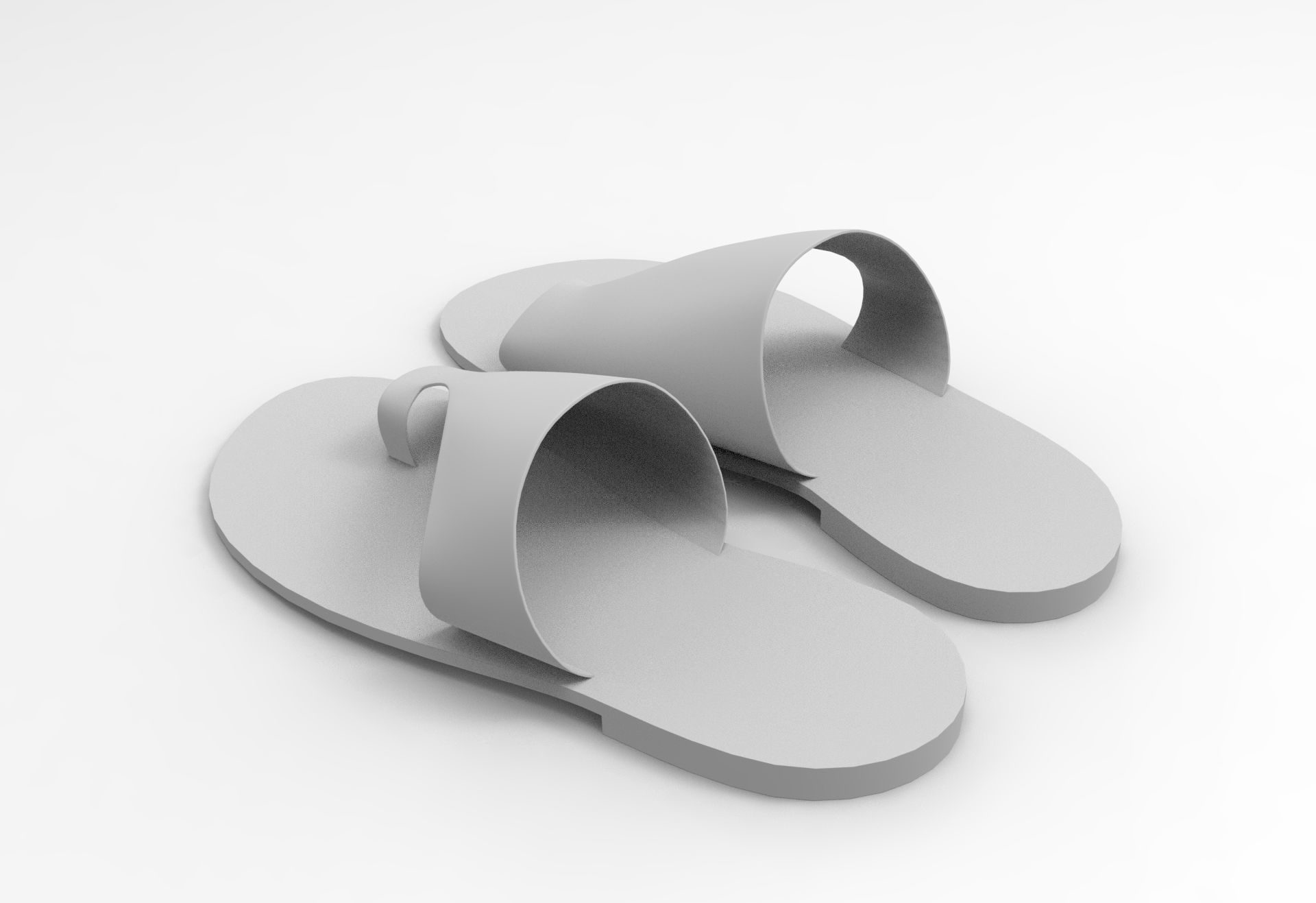 Cut-Out Flats Slipper Low-poly 3D model_7