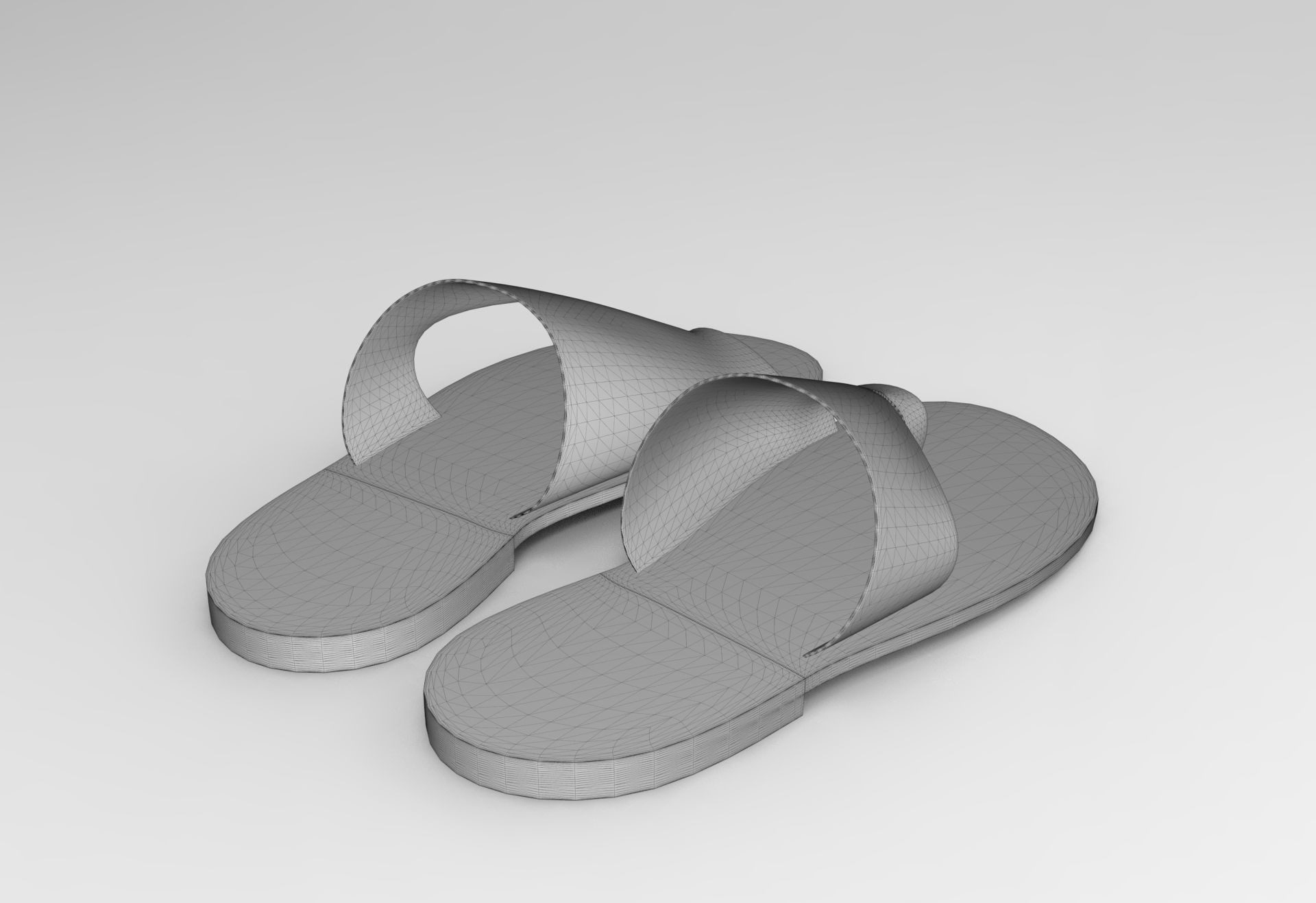 Cut-Out Flats Slipper Low-poly 3D model_6
