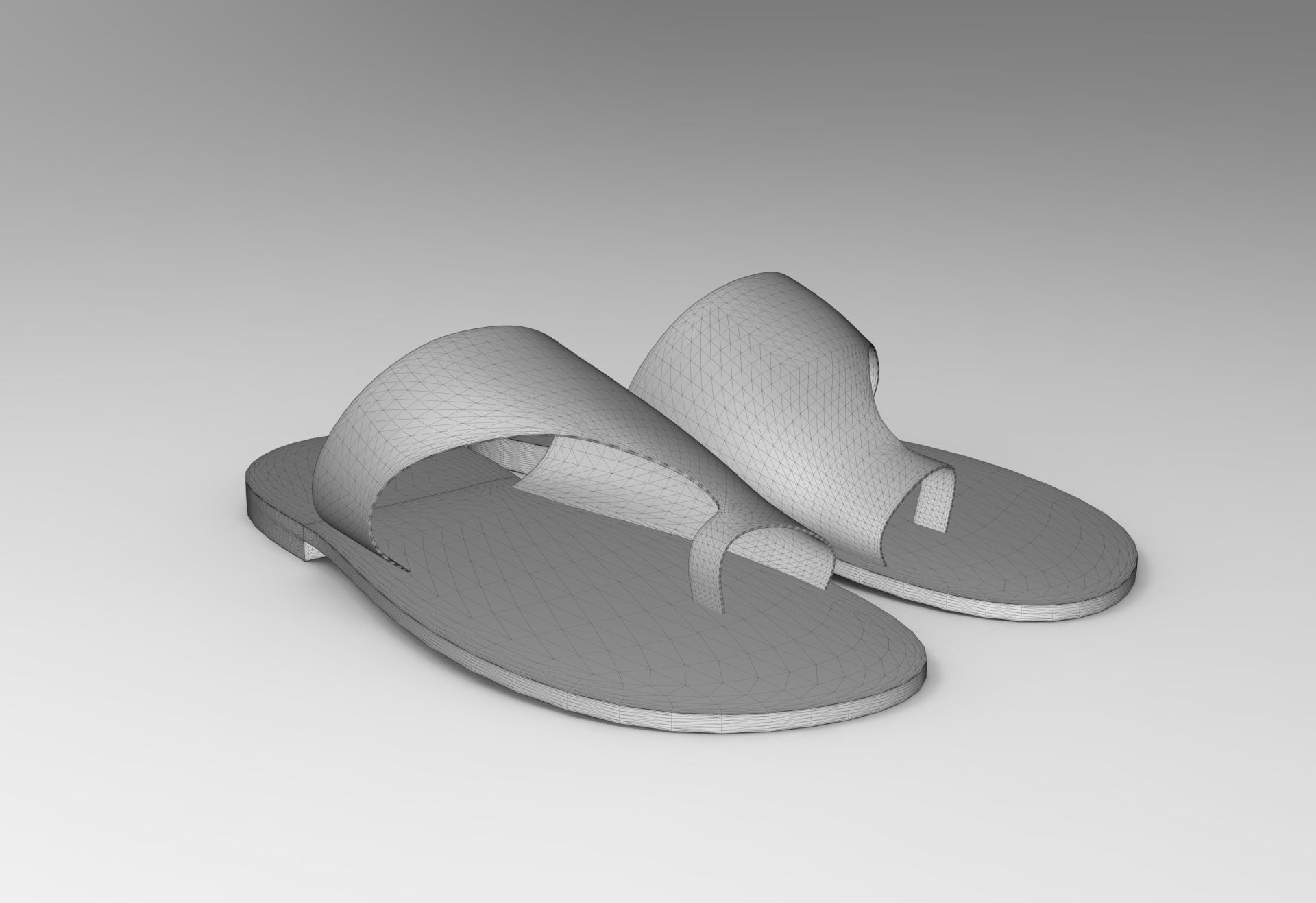 Cut-Out Flats Slipper Low-poly 3D model_5