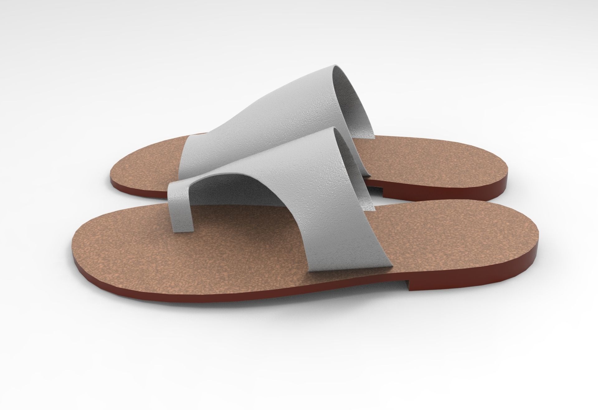 Cut-Out Flats Slipper Low-poly 3D model_2