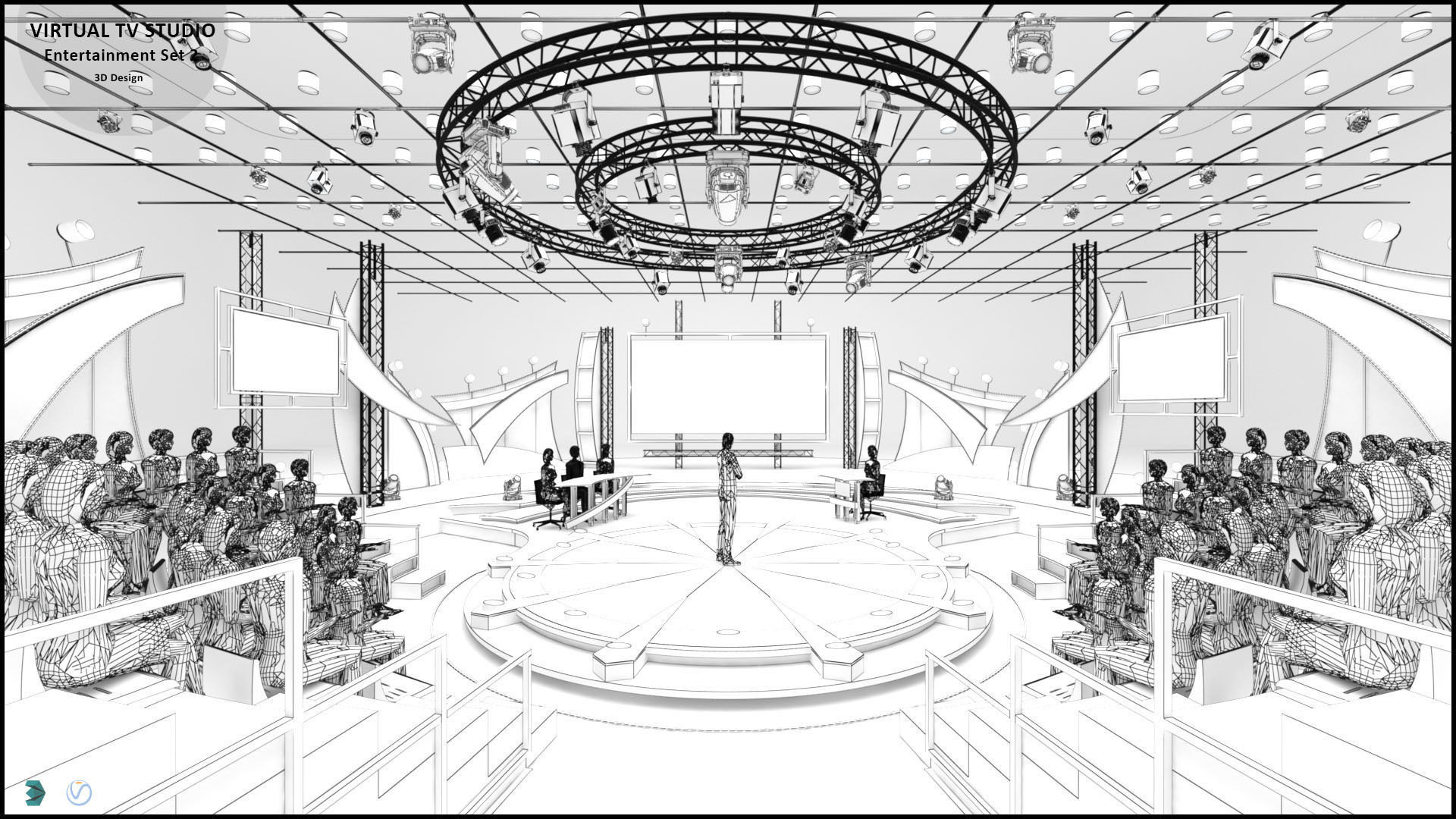 Virtual TV Studio Sets - Collection Vol 15 - 4 PCS DESIGN 3D model_6