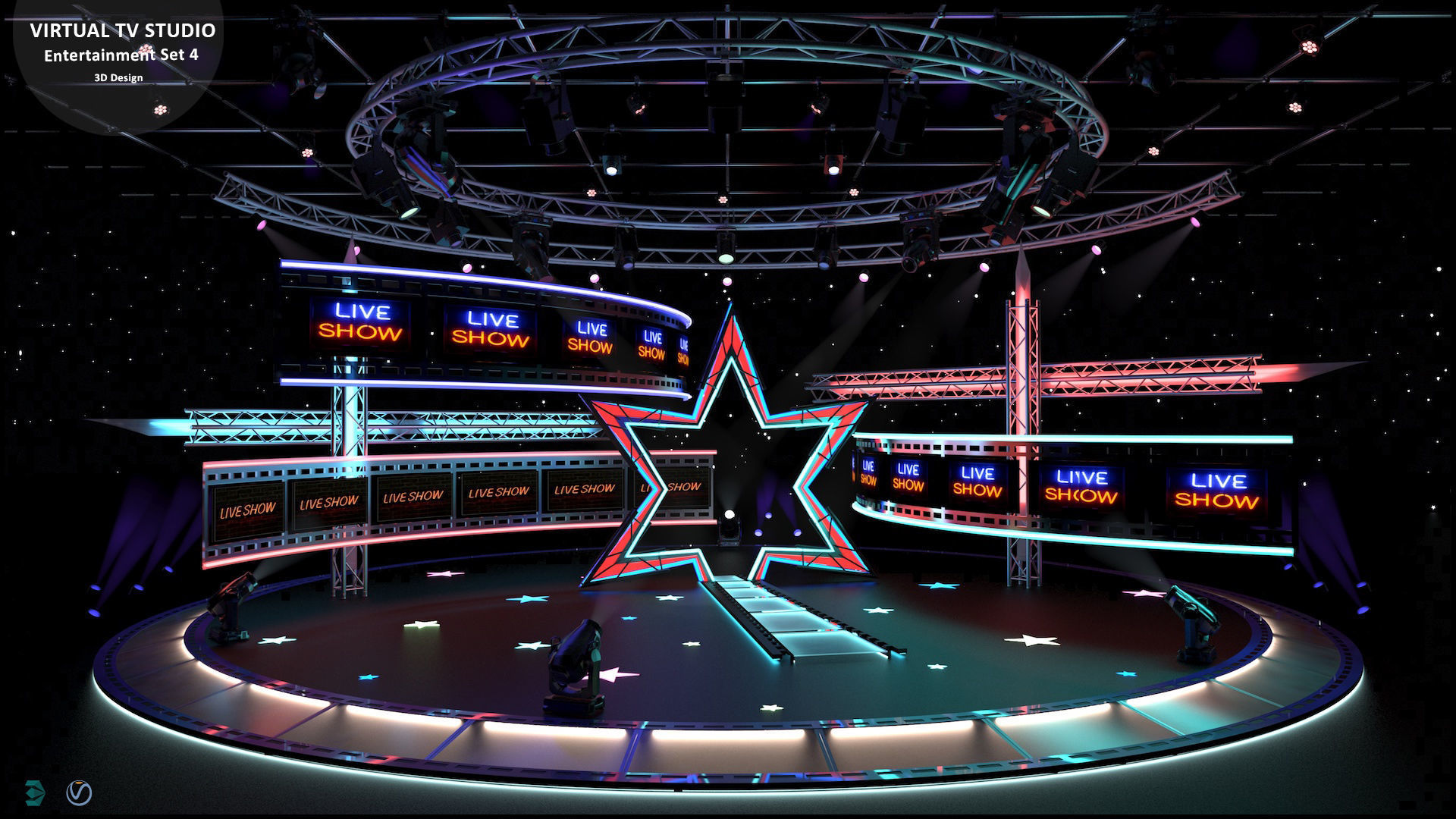 Virtual TV Studio Sets - Collection Vol 15 - 4 PCS DESIGN 3D model_9