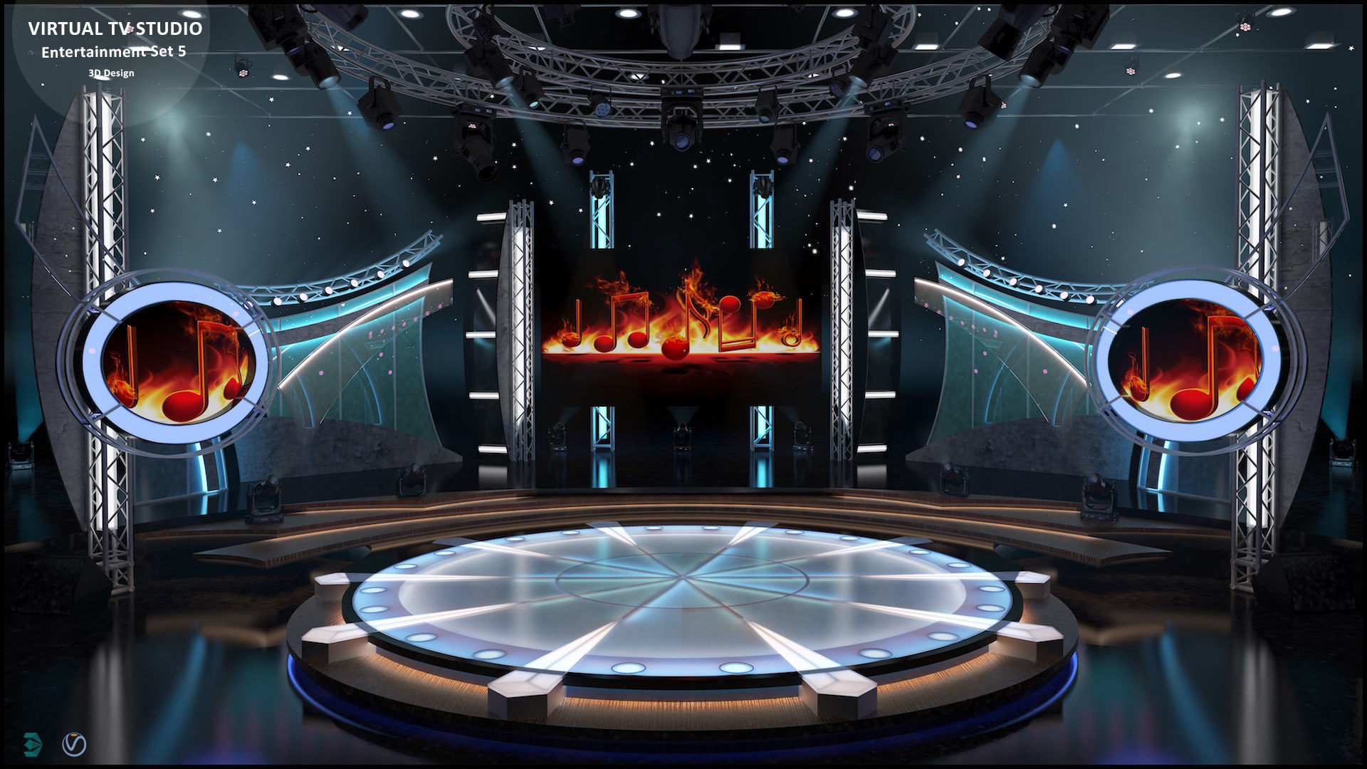 Virtual TV Studio Sets - Collection Vol 15 - 4 PCS DESIGN 3D model_11