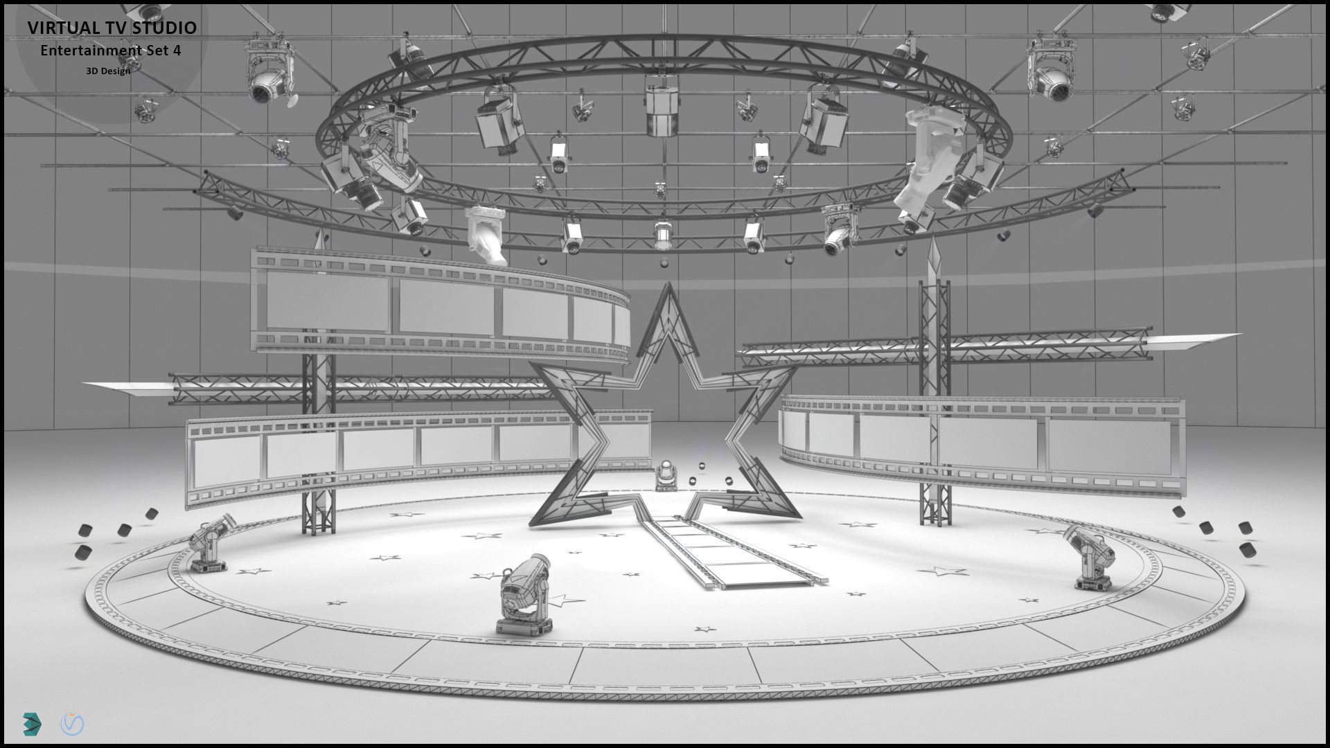 Virtual TV Studio Sets - Collection Vol 15 - 4 PCS DESIGN 3D model_10