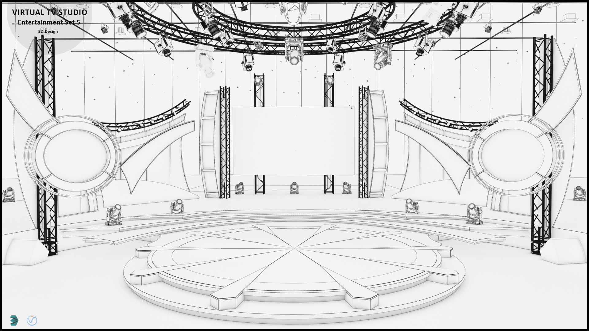 Virtual TV Studio Sets - Collection Vol 15 - 4 PCS DESIGN 3D model_12