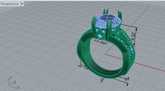 2-Row bright Diamond ring 2579 3D print model 3D print model_7