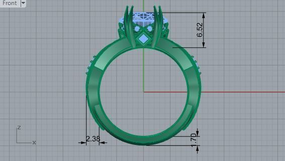 2-Row bright Diamond ring 2579 3D print model 3D print model_5