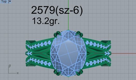 2-Row bright Diamond ring 2579 3D print model 3D print model_4