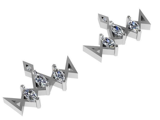Zigzag Earrings 2584 3D print model 3D print model