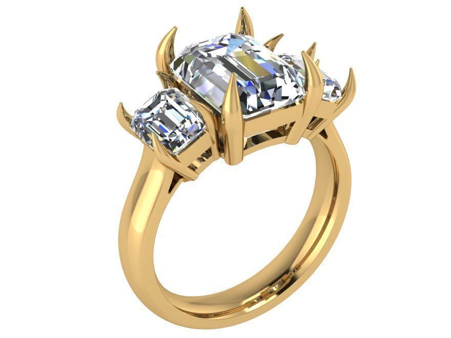 3-Stone Square Diamond ring 2590 3D print model 3D print model_1