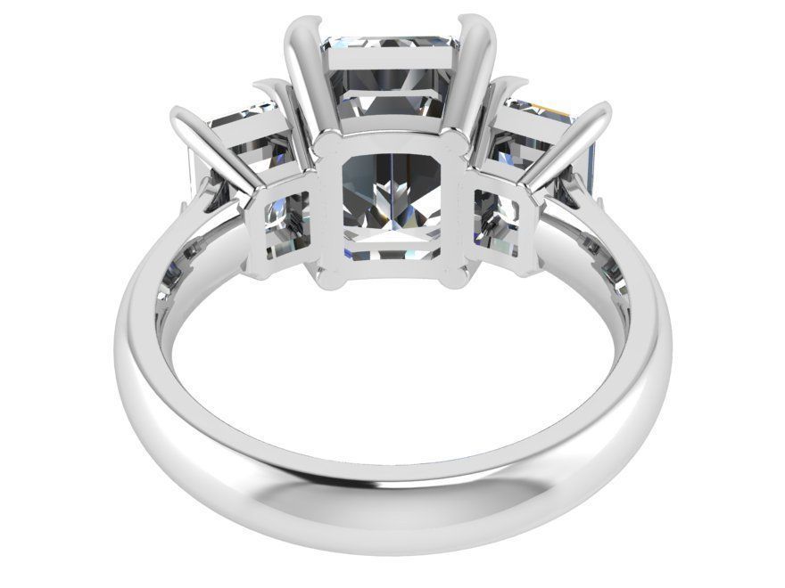 3-Stone Square Diamond ring 2590 3D print model 3D print model_3
