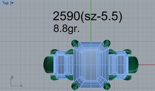 3-Stone Square Diamond ring 2590 3D print model 3D print model_4